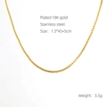 18K gold plated stainless steel box chain necklace in golden finish for men and women - 1.5mm*45+5cm Square Pearl Chain