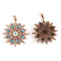 Evil eye sunburst pendant in rose gold finish with turquoise and micro pavé accents - Style B Rose Gold Plated / 1 Piece