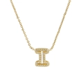 18k gold plated brass necklace featuring letter I pendant with sparkling cubic zirconia - Letter I