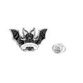 Halloween bat enamel pin in black and white with 'batty for you' text and butterfly clasp - Bat with Slogan (CZ0486-1)