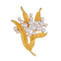 Spilla vintage mughetto in oro opaco con perle eleganti per cappotti e completi - Stile Bouquet di Perle Mughetto (FG101-A)