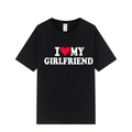 Classic black crew neck t-shirt featuring I LOVE MY GIRLFRIEND bold text and red heart - Black (Girlfriend)