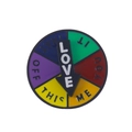 Rotating interactive social energy enamel pin featuring multi-color mood wheel design - Colorful Round LOVE Interactive Spinning Dial Style (A-905)