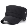 Classic black quick-dry cadet hat with multi-stitch brim and metal eyelet detail - Black / Adjustable