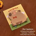 Cute shy Capybara sticky notes with red bow tie and yellow card on wooden desk - Shy Capybara / 30 Sheets/Pad