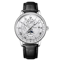 White Dial Silver Case Black Strap