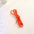 Bandoulière orange vif pour pochette de téléphone avec embouts en métal argenté et tissage - Corde Orange
