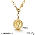Collar con colgante de moneda de oro, retrato de reina y detalle de corazón en acabado dorado - Dorado (KN113844-Z)