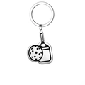 Portachiavi con racchetta e pallina da pickleball in acciaio inox argentato - Stile Laser / Color Acciaio