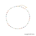 Detail of colorful evil eye beaded necklace with gold chain and 40+5cm length spec - Colorful Evil Eye Beads Style (N2454-GO)
