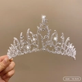Sparkling silver rhinestone bridal crown with baroque curves and 16.5cm diameter size - 12# Large Rhinestone Crown (16.5cm)