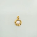 Oval 18K gold plated pendant with iridescent white shell inlay and hammered metal texture - Irregular Circle / Gold / White Mother of Pearl