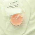 Single pink peach tealight candle in transparent holder with elegant white label - Pink (Lavender)