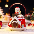 Boîte à musique boule de cristal de Noël avec Père Noël et base en briques rouges - 2206 Père Noël avec cadeaux / Moyen 80# LED Lumière+Musique
