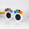 White plastic party glasses with colorful balloons and Happy Birthday text design - White Balloon Birthday Glasses