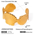 Bracciale rigido aperto in acciaio inossidabile dorato 18k con design a conchiglia - Stile Conchiglia Dorata
