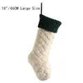 Large 18-inch knitted Christmas stocking in forest green and ivory white wool - Large (46CM) / Ivory & Dark Green