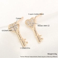 Exquisite 18k gold plated heart key stud earrings with AAA cubic zirconia in pair - Heart Key