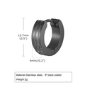 Dettaglio orecchino a cerchio nero in acciaio inossidabile da 12,7mm con dimensioni e peso - Nero