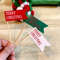 Lot de 3 décorations de gâteau Merry Christmas en rouge, vert et blanc festif - Bannières Joyeux Noël 6 pièces (3 couleurs)