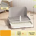 Grey minimalist indoor dog toilet with high fence, white training pillar and poop scoop - Dog Toilet / Light Grey (Includes Induction Pillar + Scoop)
