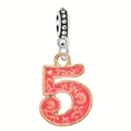 Pink and gold enamel number 5 pendant charm for DIY Christmas tree jewelry decoration - Number-5