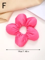 Pink 3D floral scrunchie in premium silk-like fabric with 19cm diameter size detail - Rose Red