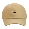 Casquette de baseball beige avec broderie ours polaire en tissu sergé de coton - Kaki