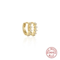 Detail view of gold-plated S925 sterling silver huggie earrings with S925 hallmark - Round Zirconia Huggie-6mm