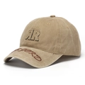 Detailaufnahme der khakifarbenen gewaschenen Baseballkappe mit RR-Patch und Stickerei - Gewaschenes Khaki (C)