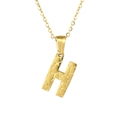 Minimalist 18K gold plated stainless steel necklace featuring textured letter H pendant - Letter H / Gold