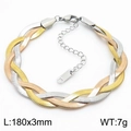 Dreifarbig geflochtenes Schlangenkettenarmband in Gold, Silber und Roségold-Optik - 3mm Armband (KB181353-Z)