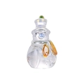 Glass snowman ornament with green hat, yellow scarf and star details on a white background - Snowman with Scarf