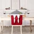 Christmas chair cover in red felt with black and white plaid top and plush beard design - Red Chair Cover / Red