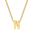 Gold plated titanium steel necklace with a polished capital letter N pendant - Letter N / Gold