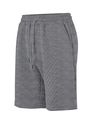 Close-up of dark grey men's casual shorts with textured jacquard knit and drawstring waist - Dark Gray