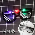 Black pixelated LED sunglasses with multi-color RGB glowing lights and thug life frame - Black