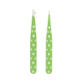 Set de 2 pinces à épiler à pois verts avec pointes biseautées en acier inoxydable - Pois Vert