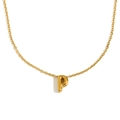 Collier minimaliste en acier inoxydable plaqué or 18K avec pendentif lettre P creuse - Lettre P / Or