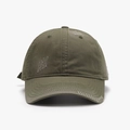 Berretto da baseball verde militare invecchiato con fori vintage e twill di cotone - Verde Militare