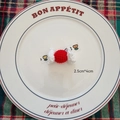 Handmade red and white crochet candy decoration for DIY Christmas wreath crafts - Red Candy