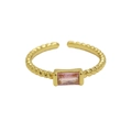 18k gold plated twist ring featuring a rectangular pink December birthstone jewel - October