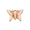Pink and white butterfly charm with gold plating and rhinestones for DIY jewelry making - White