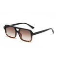 Lunettes de soleil rétro carrées à monture noir écaille avec verres marron dégradé - Léopard Noir Dégradé Verres Thé C2