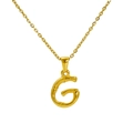 Bamboo style letter G pendant necklace in 18k gold plated stainless steel finish - Letter G(G)