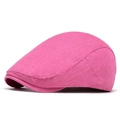 Gorra plana rosa brillante minimalista con textura tejida fina y tamaño ajustable mujer - Rosa Rojo