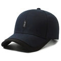 Berretto da baseball da uomo outdoor in blu scuro e nero con patch logo JFBE ricamato - Blu navy con etichetta a lettera verticale