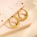 Créoles élégantes en acier titane plaqué or 18 carats avec motif losange texturé - EH087/Créole Gaufrée Tissée