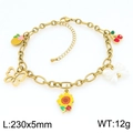 Cavigliera dorata con ciondoli a forma di ananas, ciliegia e girasole per lo stile da spiaggia - Stile Ananas Farfalla Girasole (KJ4362-Z)