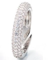 Silver color ring featuring micro-paved clear cubic zirconia in a multi-row design - Adjustable Open / Platinum - White Zirconia